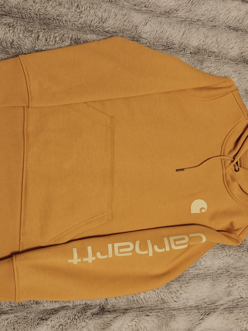 Carhartt Men’s Mustard Yellow Logo Pullover Hoodie